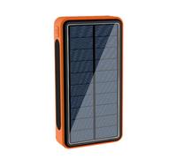 Solar Powered Power Bank, Sun Energy Charger, 6.3x3.2x1.3 Inches Portable 20000mah High Capacity, Supports Four Devices, Mobile Charging Station for Commuting, Camping, Travel & Road Trips