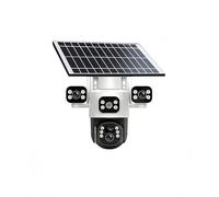 Solar Powered PTZ Security Camera Outdoor, Triple-Lens 360° Coverage, 4MP HD Auto Motion Tracking, 4G LTE/WiFi Dual Band, IP66 Weatherproof, 2K Color Night Vision(WiFi Cam No Card)