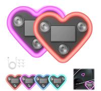 Solar Powered Wireless LED Heart Shape C-Pillar Light,Car Heart-Shaped Led Ambient Lights,Waterproof Car Triangle Window Hearts Accessory with Lamp Sensor,for Auto Interior Decoration (Pink+Red)