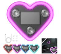 Solar Powered Wireless LED Heart Shape C-Pillar Light,Car Heart-Shaped Led Ambient Lights,Waterproof Car Triangle Window Hearts Accessory with Lamp Sensor,for Auto Interior Decoration (Pink)