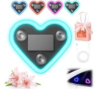 Solar Powered Wireless LED Heart Shape C-Pillar Neon Light, Car Solar Heart LED Light, Romantic Love-Shaped LEDs Ambient Neon Lights, Ip65 Waterproof, for Car Interior Decor (B)