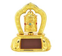 Solar Prayer Wheel Buddhist Car Decor with Electroplated Finish Spiritual Dashboard Ornament fit for All Vehicles
