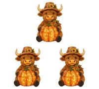 Solar Pumpkin Highland Cow Resina Zucca Lanterna Esterna Auto