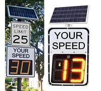 Solar Radar Speed Sign 2 Digit Display Telecomando LED dispositivo di avvertimento LED per Highway School Zone IP65 Alloggiamento impermeabile Alluminio Alto Visibilità Sistema di allarme di sicurezza