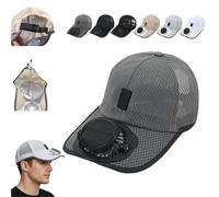 Solar Rechargeable Peak cap,Solar & USB Charging 3-Speed Quiet Fan Hat,Adjustable Cooling Breathable Baseball cap for Golf (Dark Gray)