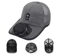 Solar Rechargeable Peak cap, USB & Solar Powered Baseball cap with Fans 3-Speed Quiet Fan for Golf, Hiking, Fishing (Dark Gray,Taglia Unica)