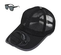 Solar Rechargeable Peak cap, USB & Solar Powered Breathable Baseball cap,3-Speed Quiet Fan for Outdoor Activities (Black)