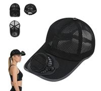 Solar Rechargeable Peak cap,USB & Solar Powered Breathable Hat with 3-Speed Quiet Fan,Outdoor Sun Visor Cooling Baseball Hat (Black)