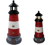 Solar Resin Lighthouse Decor Blue Red Garden Ornament(B) | Auto dusk-to-dawn sensor, no electricity bills, solar charging, blue and red colors