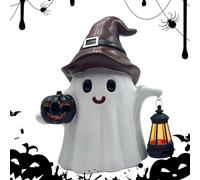 Solar Statue, Garden Lantern Sculpture, Decorative Ghost Pumpkin, 7.48×5.12×9.84in, Waterproof LED Light, Cute Holiday Design, Lawn, Porch, Backyard, Grave, Cemetery