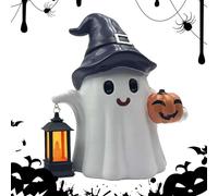 Solar Statue, Garden Solar Lantern, 7.48×5.12×9.84in Cute Sturdy Design, Waterproof Ghost Pumpkin Sculpture for Birthday House Christmas Lawn Porch Backyard Cemetery Gardening