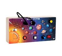 Solar System Activity Board, giocattolo in legno con elementi sensoriali e design planetario, vivace modello spaziale, gioco da viaggio per scuola, auto, aereo e casa, per ragazze