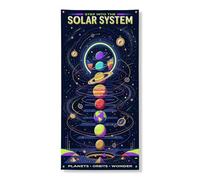 Solar System Galaxy Exploration Planets Graphic Door Covers 91,4 x 182,9 cm | Astronomia a tema, sfondo porta d'ingresso, estetica galassia, immagini di esplorazione cosmica, opere d'arte spaziali vivide