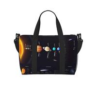 Solar System Jupiter Saturn Print Travel Duffel Bags Weekender per le donne, borsa leggera da portare a mano, borsa per oggetti personali, Nero , Taglia unica
