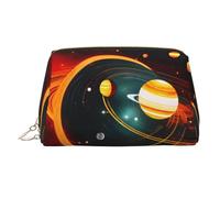 Solar System Jupiter Saturn - Trousse portatile per trucchi e articoli da toeletta con stampa di Jupiter Saturn, spazioso organizer progettato per pennelli e, Oro, One Size