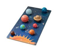 Solar System Model - Wooden Planet Board | Kids Educational Toy | 17.72 Inch Space Learning Board with 8 Planet Balls for Preschool, Homeschool, Nursery, Kindergarten, Desk & Floor Activities