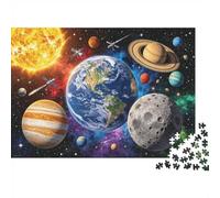 Solar System Puzzles 1000 Pezzi Riciclato Material Cosmic Planets Puzzles per Anziani Relieve Senile Dementia Fun Family Game Activity Casa 70x50cm/1000pcs