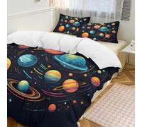 Solar System, Set copripiumino da 3 pezzi, con 2 federe, motivo: pianeta spaziale, caldo, chiusura con cerniera, morbido set di biancheria da letto per tutte le stagioni, 229 x 229 cm