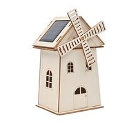 Solar Windmill House, Model Construction Kit, 3.27x2.76x5.51 inches, STEM Educational Craft Toy, Creative Wooden Design, Ideal for Learning Games, School Projects, Cabinet Decors