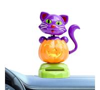 Solar Wobble Figures, Car Dashboard Solar Dancing Pumpkin Cat Doll, Desk Display Ornament Statue for Vehicle Automotive Home Offices RV Table Indoor Decoration Funny Bobble Gift