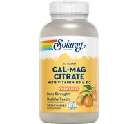 Solaray Cal-Mag Citrati + D3 e K2 in Compresse Masticabili - 90 compresse masticabili