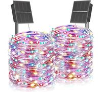 SOLARBABY Catena di luci solari per esterni, 2 x 20 m, 200 LED, resistente alle intemperie, 8 modalità, IP65, impermeabile, Natale, balcone, giardino, feste, multicolore