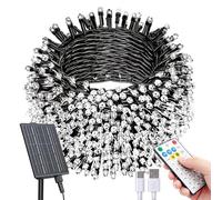 SOLARBABY Luci Natale Esterno Solare,42m 400 LED Catena Luminosa Esterno Solare Impermeabile con Telecomando,19 Modalità Luci Esterno EnergiaSolare Decorative per Giardino Patio Albero,Bianco