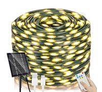 SOLARBABY Luci Natale Esterno Solare,66m 640 LED Catena Luminosa Esterno Solare Impermeabile con Telecomando,19 Modalità Luci Esterno EnergiaSolare Decorative per Giardino Patio,Bianco Caldo