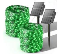 SOLARBABY Luci Solari Esterno,2x22m Totale 400 LED Filo di Rame Catena Luminosa Esterno Solare,8 Modalità Impermeabili Luci Solari da Giardino Decorative per Natale Albero Patio,Verde