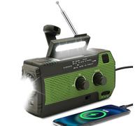 SOLARBABY Radio solare di emergenza con manovella per autoscarica, torcia a LED, allarme SOS, radio AM/FM e batteria da 4000 mAh, che può anche effettuare cariche di emergenza per smartphone(Verde)