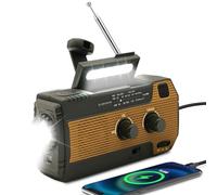 SOLARBABY Radio solare di emergenza con manovella per autoscarica, torcia a LED, allarme SOS, radio e batteria da 4000 mAh, che può anche effettuare cariche di emergenza per smartphone Arancione