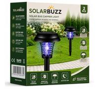 SOLARBUZZ Lampada Antizanzare da Esterno Solare UV, Lampada per Zanzare da Esterno, Trappola per Zanzare, Lampada Zanzare Esterno con Accensione Automatica, 8-12 Ore di Autonomia