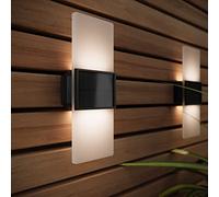 SolarCentre® Gemini - Set di 2 lampade da parete a energia solare per esterni, colore: bianco e bianco caldo (20 cm)