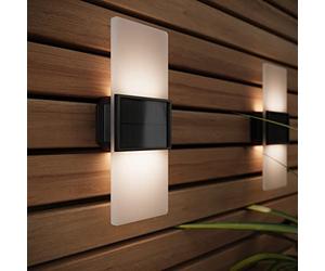 SolarCentre® Gemini - Set di 2 lampade da parete a energia solare per esterni, colore: bianco e bianco caldo (20 cm)