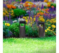 SolarCosa Pulheim - Set di 2 luci decorative a energia solare, LED 0,4 W, IP44, in plastica nera, altezza 33,2 cm, con picchetto