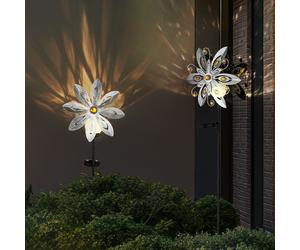 Solardeko Girandola Esterni Chiodi LED Lampada da Giardino Fiore Argento Gelb 2x [EEK: Non valutato]