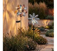 Solardeko Luce per Esterni Girandola Chiodi Fiore Argento Oro Giardino LED 2x [EEK: Inaditato]