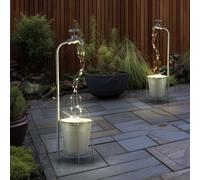 Solardeko Rubinetto Lampada da Giardino LED Luci Decorative Argento H 62 CM 2x
