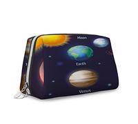 Solare, borsa per cosmetici, borsa per cosmetici, sfondo del sistema solare, stelle notturne e cielo, organizer in pelle, borsa da trucco riutilizzabile, multicolore, M, multicolore_5, Taglia unica,
