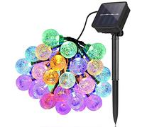 Solare Catene luminose per esterni, Luci a stringa solari Giardino 6,5m 30 LED Impermeabile Luci fatate Globo Palla Cristallo Festival Luce per Festa Nozze Terrazza Natale Decorazione (Multicolore)
