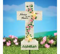 Solare Illuminato Rose " Always Nei Nostri Cuori " Terra Palo Memoriale A Statua