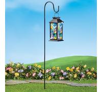 Solare Illuminato Stained Vetro Guardare Farfalla Giardino Lanterna W/