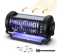 Solare Lampada Antizanzare, 4200V Ammazza Zanzare Elettrico con Luce LED, 3 in 1 Lampada Antizanzare da Interno con USB Ricaricabile Cattura Insetti Per Cucina, Casa, Giardino, Campeggio, Nero