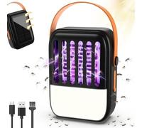 Solare Lampada Antizanzare Elettrico, 2 in 1 Lampada Antizanzare Giardino Luce LED con Batteria da 1200mAh USB Ricaricabile Lampada Zanzare Per Giardino, Interno, Esterno, Zanzare e Falene, Nero