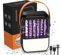 Solare Lampada Antizanzare Elettrico, 2 in 1 Lampada Antizanzare Giardino Luce LED con Batteria da 1200mAh USB Ricaricabile Lampada Zanzare Per Giardino, Interno, Esterno, Zanzare e Falene (Nero)