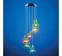 Solare LED Cambiamento Colore Bella Colibrì Giardino Vento Chime Mobile Dangler
