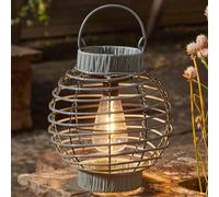 Solare LED Marrone Grigio Vimini Stile Filamento Appeso Giardino Esterno Tavolo