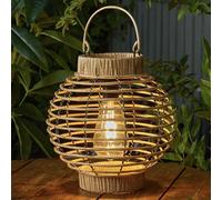 Solare LED Marrone Grigio Vimini Stile Filamento Appeso Giardino Esterno Tavolo