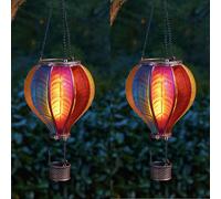 Solare LED Rosso O Arcobaleno Hot Aria Palloncino Da Giardino Esterno Lanterna