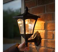 Solare LED Sicurezza Welcome Lanterna da Muro Lampada Nera Giardino Esterno Casa